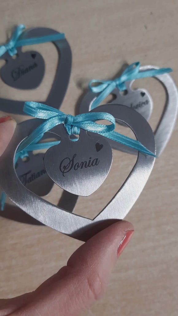 Segnalibro cuore in acciaio inox personalizzato, artigianale